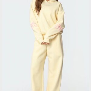 Edikted Butter Yellow Hoodie and Sweatpants Set